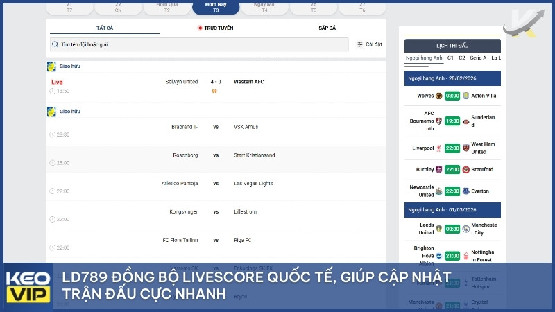 LD789 đồng bộ Livescore quốc tế, giúp cập nhật trận đấu cực nhanh.